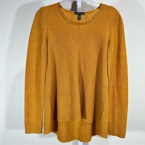 Eileen Fisher 100% Merino Wool XXS Golden Lightweight Top Lagenlook